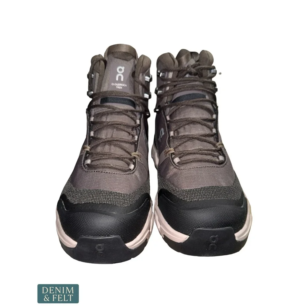 NEW On Cloudrock Trek WP Waterproof Hiking Boots Shoe Mens 12 Ash Fog
